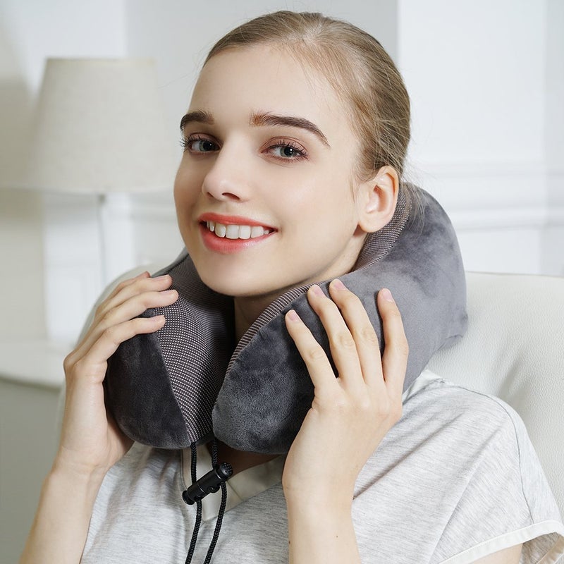 TALLGO Travel Pillow, Best Memory Foam Neck Pillow Head Support Soft Pillow for Sleeping Rest, Airplane Car & Home Use (Grey) - Image 3
